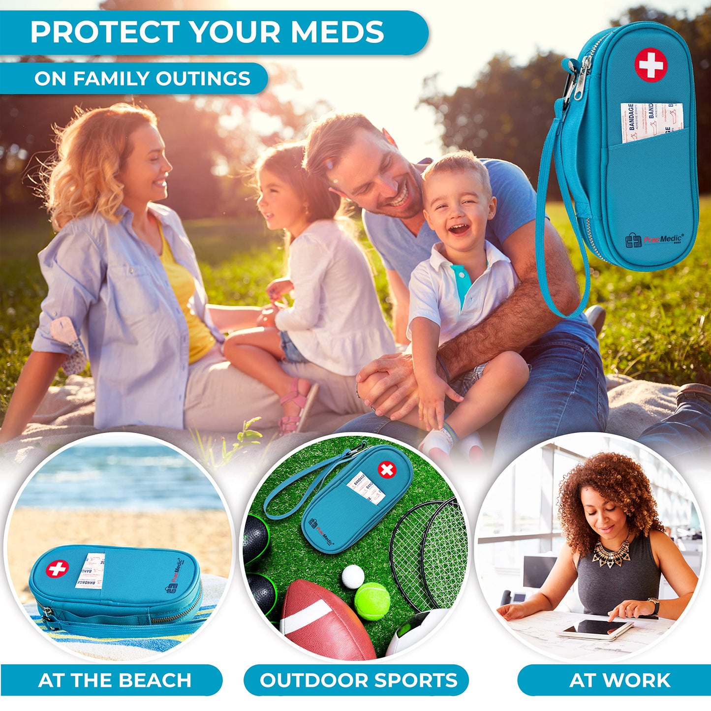 PracMedic Bags Epipen Carry Case– Insulated Epi Pens Carrying Case for Epipens, Auvi-Q, Inhaler, Allergy Medication & Diabetes Supply– Durable Emergency Medical Pouch for Travel (Red)