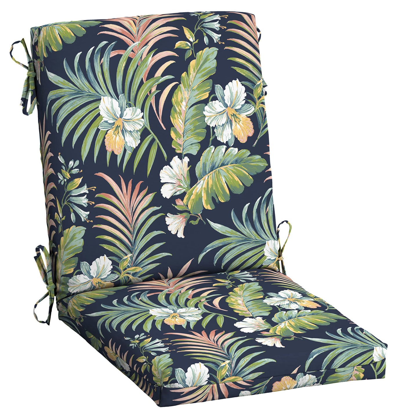 Arden 2-Pack Outdoor Patio Dining Chair Cushion, 20x44, Rain-Proof Seat Pad, Fade-Resistant Outdoor Cushion Black Cabana Stripe