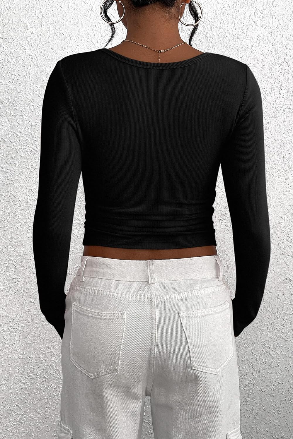 PRETTYGARDEN Damen 2026 Frühling Herbst Langarm Henley T-Shirts Geknöpfte Rippstrick Slim Fit Lässige Basic-Oberteile Bluse