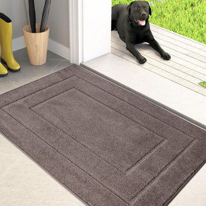PURRUGS Dirt Trapping Door Mat 32" x 70", Non-Slip/Skid Machine Washable Entryway Rug, Dog Doormat, Super Absorbent Welcome Mat for Muddy Wet Shoes and Paws, Grayish Brown