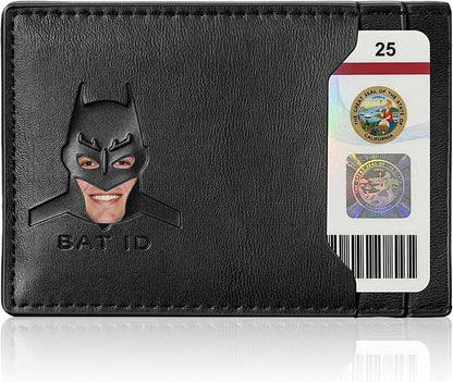AMARONE Leather Bat Wallet, Superhero Card Holder with Multiple Card Slots, Face Eyes Cutout Card Holder, Personalized ID Wallet