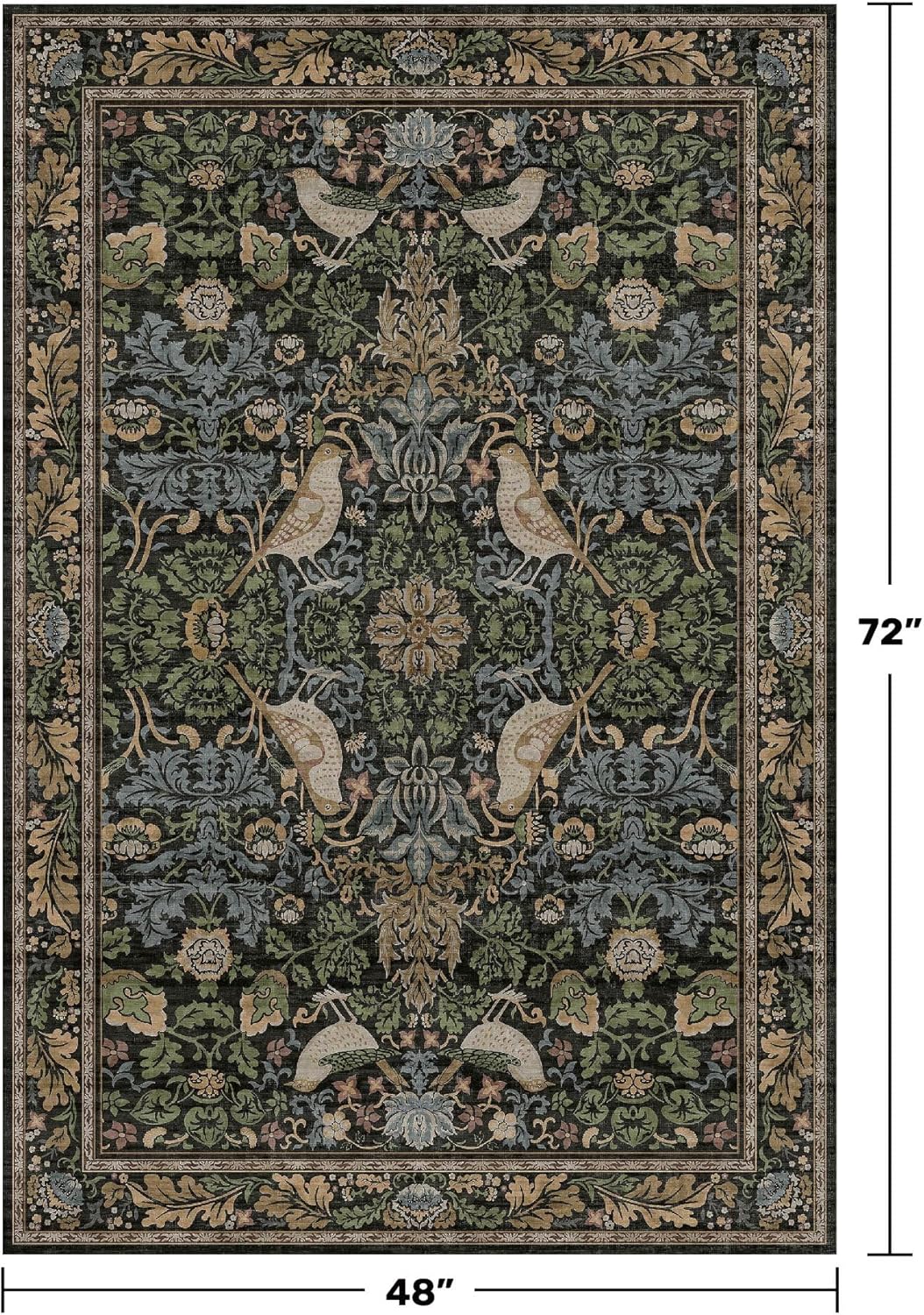 Washable 4x6 Area Rug for Living Room - Soft Moody Rug for Kitchen, Office, Large Entryway