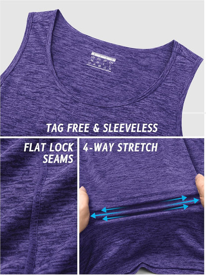 TACVASEN Herren Tanktops Schnelltrocknend Ärmelloses Workout Muskelshirt Sport Bodybuilding Fitness Performance T-Shirts