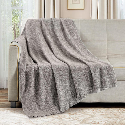 Cozy Up with the BOURINA Faux Cashmere Fringe Throw Blanket