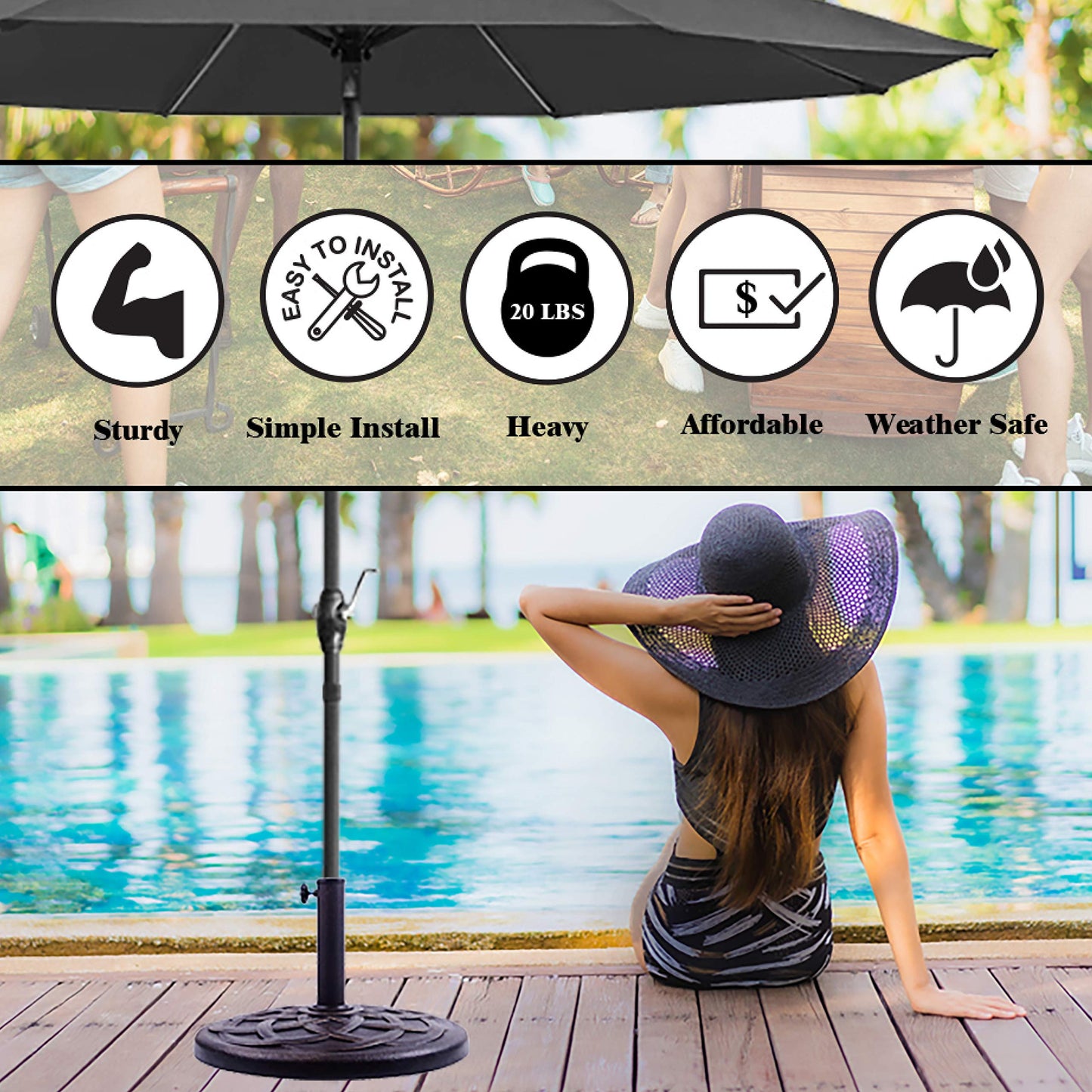 BACKYARD EXPRESSIONS PATIO · HOME · GARDEN 911554 21 Pound Umbrella Base, Bronze