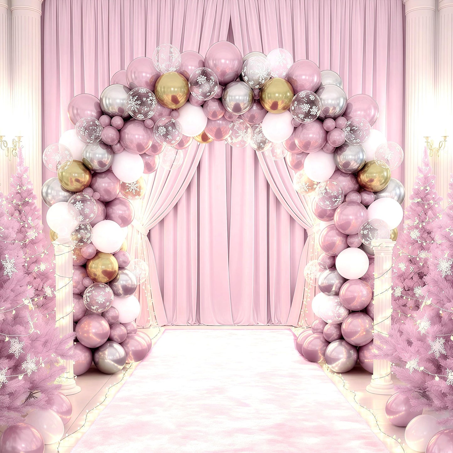 Pastellrosa und lilafarbene Ballons, 12-Zoll-Metallic-Lila-Flieder-Pink-Konfetti-Ballon-Set für Mädchen, Frauen, Kpop, Schmetterling-Geburtstag, Babyparty, Brautparty, Hochzeit, Prinzessin, Disco, Musikparty-Dekorationen