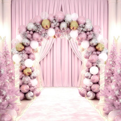 Pastellrosa und lilafarbene Ballons, 12-Zoll-Metallic-Lila-Flieder-Pink-Konfetti-Ballon-Set für Mädchen, Frauen, Kpop, Schmetterling-Geburtstag, Babyparty, Brautparty, Hochzeit, Prinzessin, Disco, Musikparty-Dekorationen