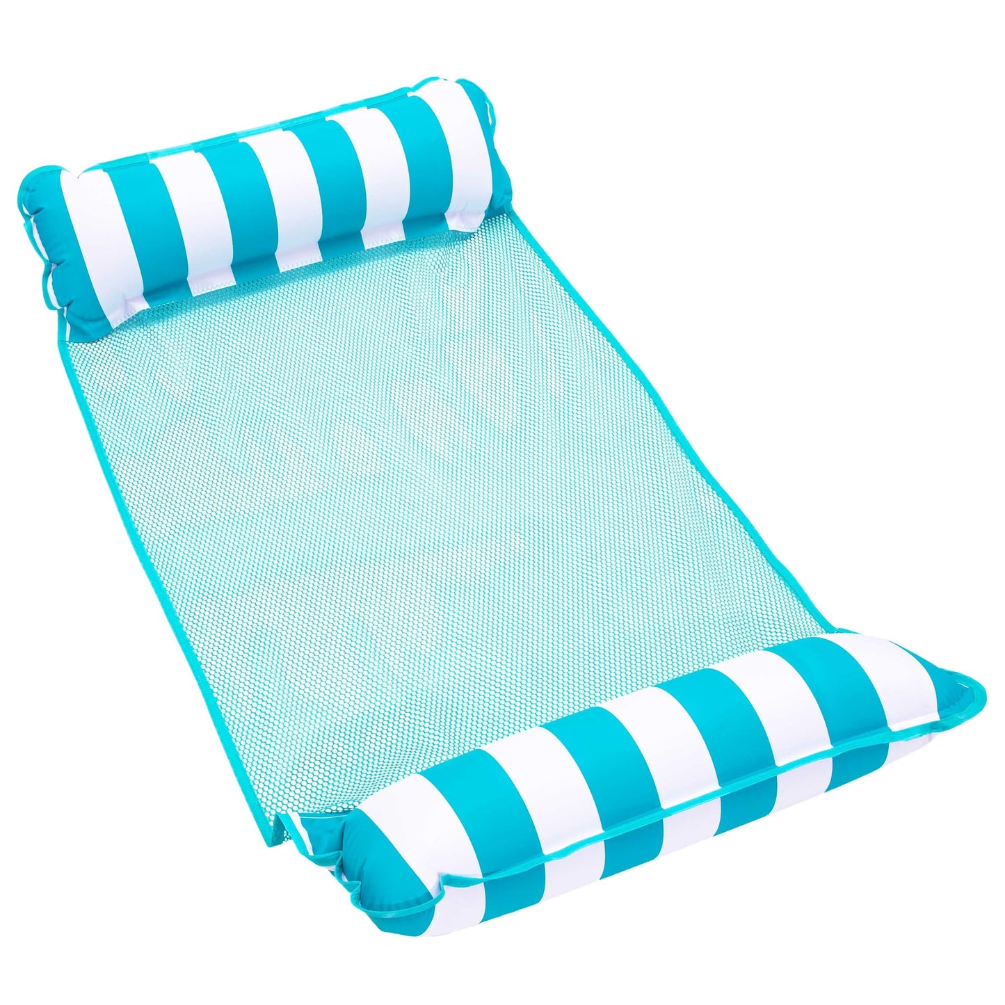 Aqua 4-in-1 Monterey Hammock Pool Float & Water Hammock, Multi-Purpose, Inflatable Pool Floats for Adults, Patented Thick, Non-Stick PVC Material, One Light Blue & One Navy/White Stripe, 2-Pack