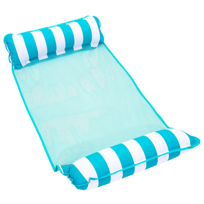 Aqua 4-in-1 Monterey Hammock Pool Float & Water Hammock, Multi-Purpose, Inflatable Pool Floats for Adults, Patented Thick, Non-Stick PVC Material, One Light Blue & One Navy/White Stripe, 2-Pack