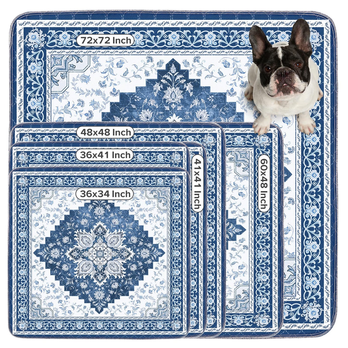 INVENHO Washable Pee Pads for Dogs 72"x72" Reusable Dog Pads Extra Large Upgrade Non-Slip Dog Pee Pads Heavy Absorbency Puppy Pee Pads Quick Dry Whelping Pads/Waterproof Puppy Training Pad