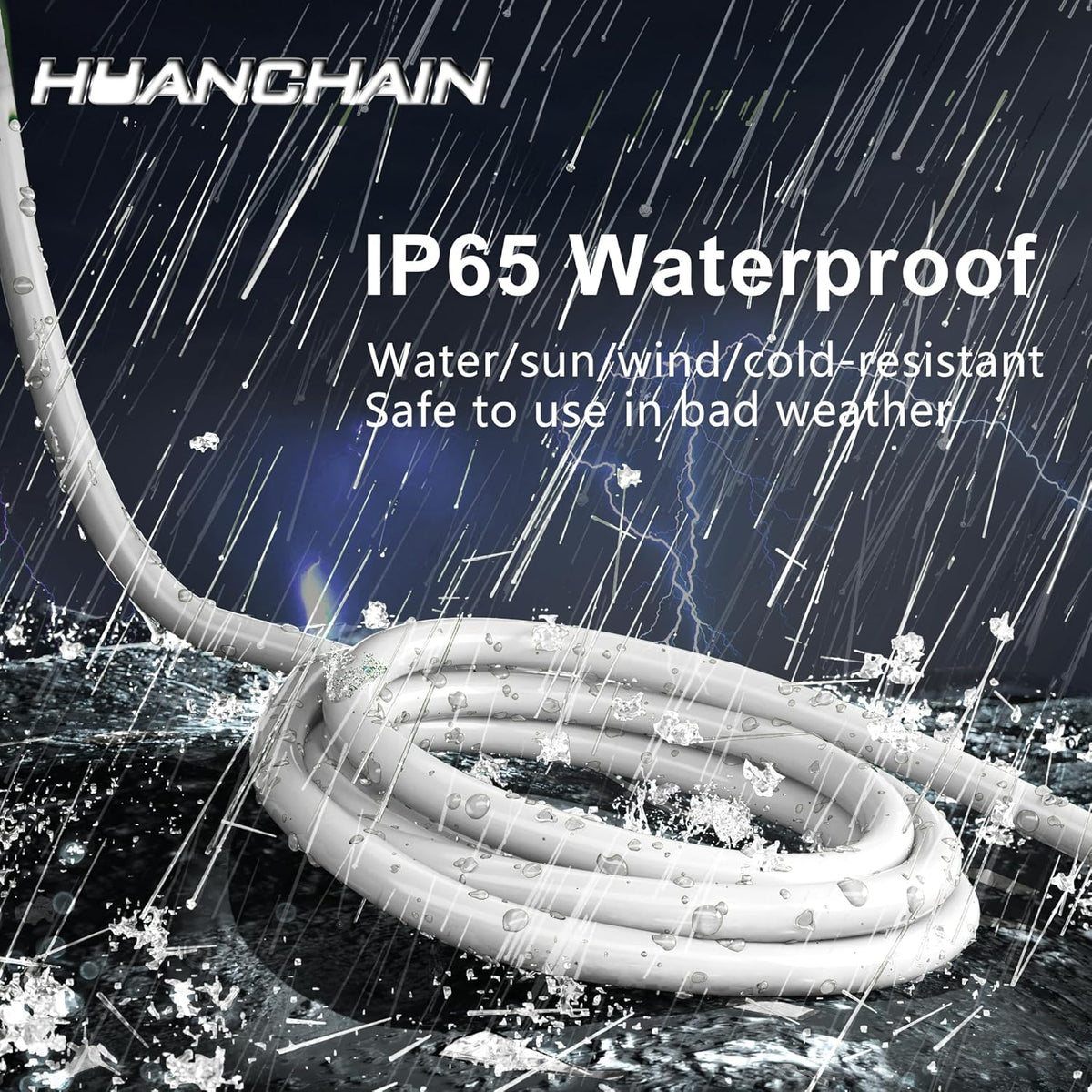 HUANCHAIN Indoor Outdoor Black Extension Cord 25 ft Waterproof, 16/3 Gauge Flexible Cold-Resistant Appliance Cable Outside, 13A 1625W 16AWG SJTW, 3 Prong Electric Cord, ETL