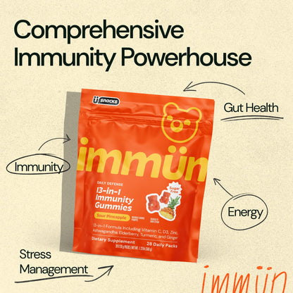 Grüns 3 x 28 Pack Immun Sugar Free Immunity Gummies with Vitamin C, Zinc, MCT Oil, & Turmeric - Daily Immune Support Supplement for Adults - Sour Pineapple Flavor (28 Count) (Pack of 3)