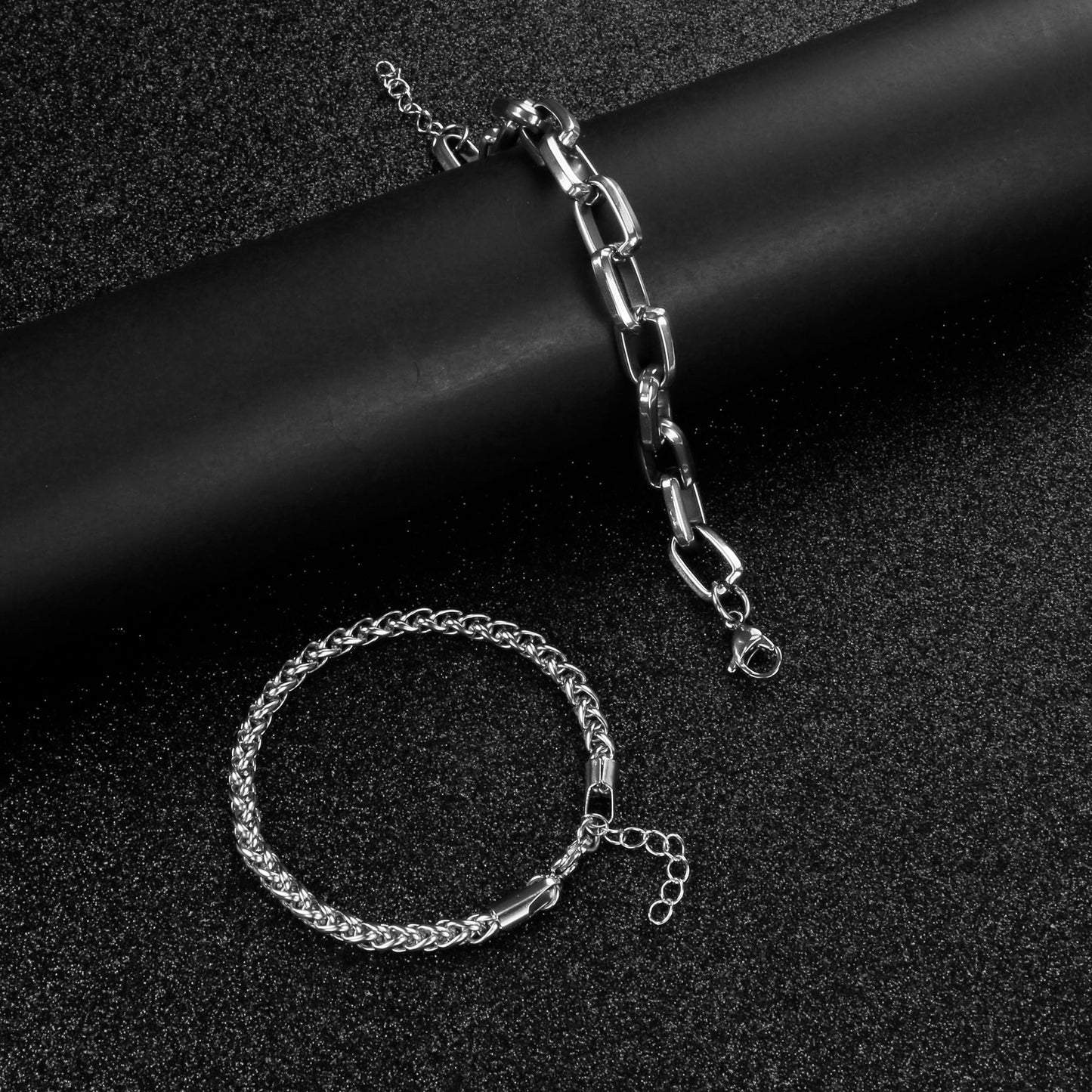 DAYANEY 3 Stücke Herrenarmband Silberarmbänder für Männer Set Wasserdicht Edelstahl Herrenschmuck, Verstellbares Cuban Gliederarmband Osterkorb Füller für Ihn, Vater oder Sohn Pulseras Para Hombre