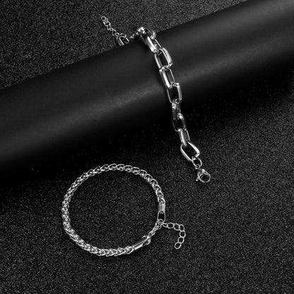 DAYANEY 3 Stücke Herrenarmband Silberarmbänder für Männer Set Wasserdicht Edelstahl Herrenschmuck, Verstellbares Cuban Gliederarmband Osterkorb Füller für Ihn, Vater oder Sohn Pulseras Para Hombre