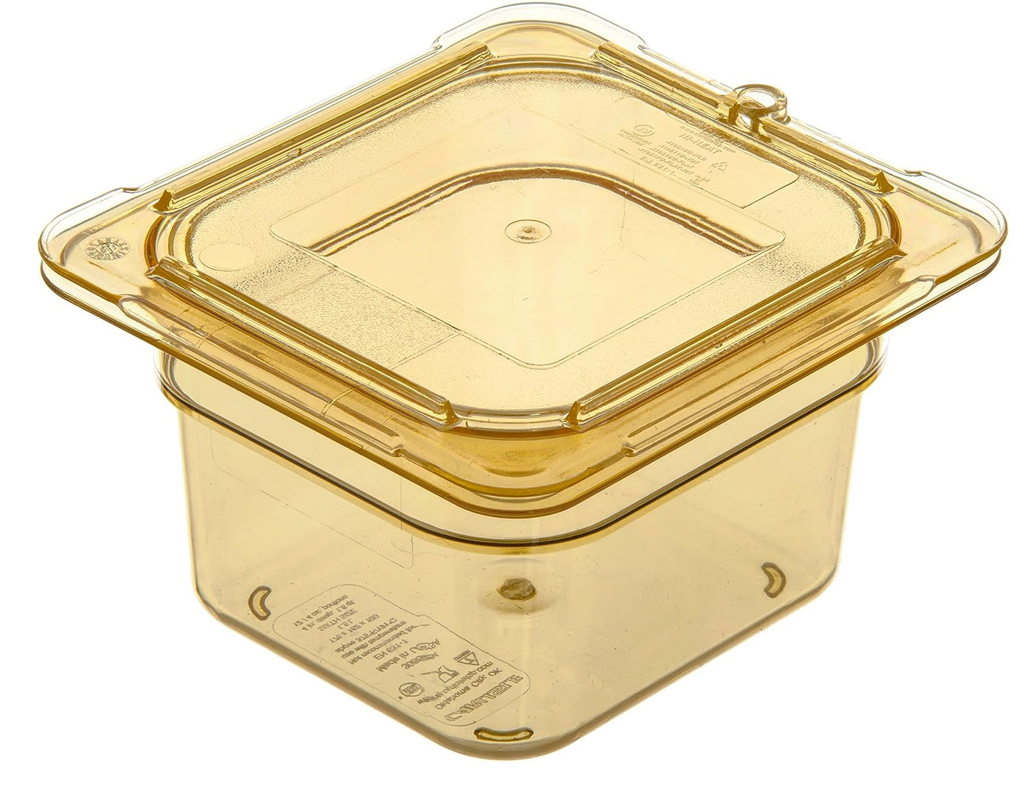 Carlisle FoodService Products StorPlus High-Heat 1/6-Size Food Pan, 4 Deep Food Storage Container with 1.7 Quart Capacity, High Heat Plastic, 1/6 Size, Amber, (Pack of 6)