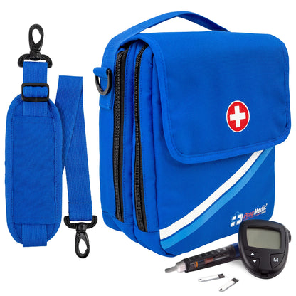 PracMedic Bags Travel Medicine Bag- First Aid Bags Empty or Epipen Carry Case for Insulin Pens, Pill Bottles, Diabetic Supply, Asthma Inhaler Spacer, Allergy Meds or First Aid Supplies (Red)