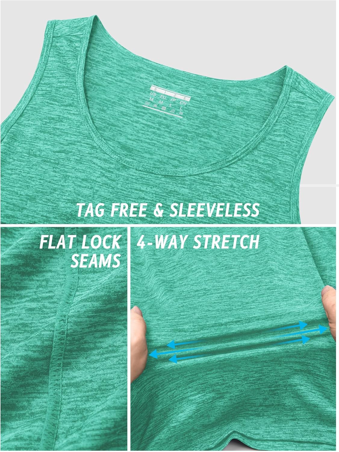 TACVASEN Herren Tanktops Schnelltrocknend Ärmelloses Workout Muskelshirt Sport Bodybuilding Fitness Performance T-Shirts