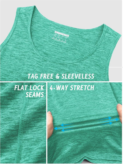 TACVASEN Herren Tanktops Schnelltrocknend Ärmelloses Workout Muskelshirt Sport Bodybuilding Fitness Performance T-Shirts