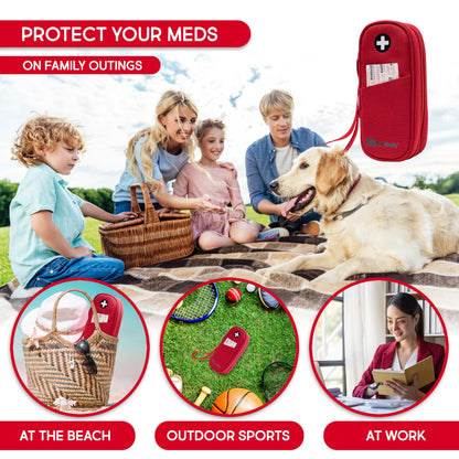 PracMedic Bags Epipen Carry Case– Insulated Epi Pens Carrying Case for Epipens, Auvi-Q, Inhaler, Allergy Medication & Diabetes Supply– Durable Emergency Medical Pouch for Travel (Red)