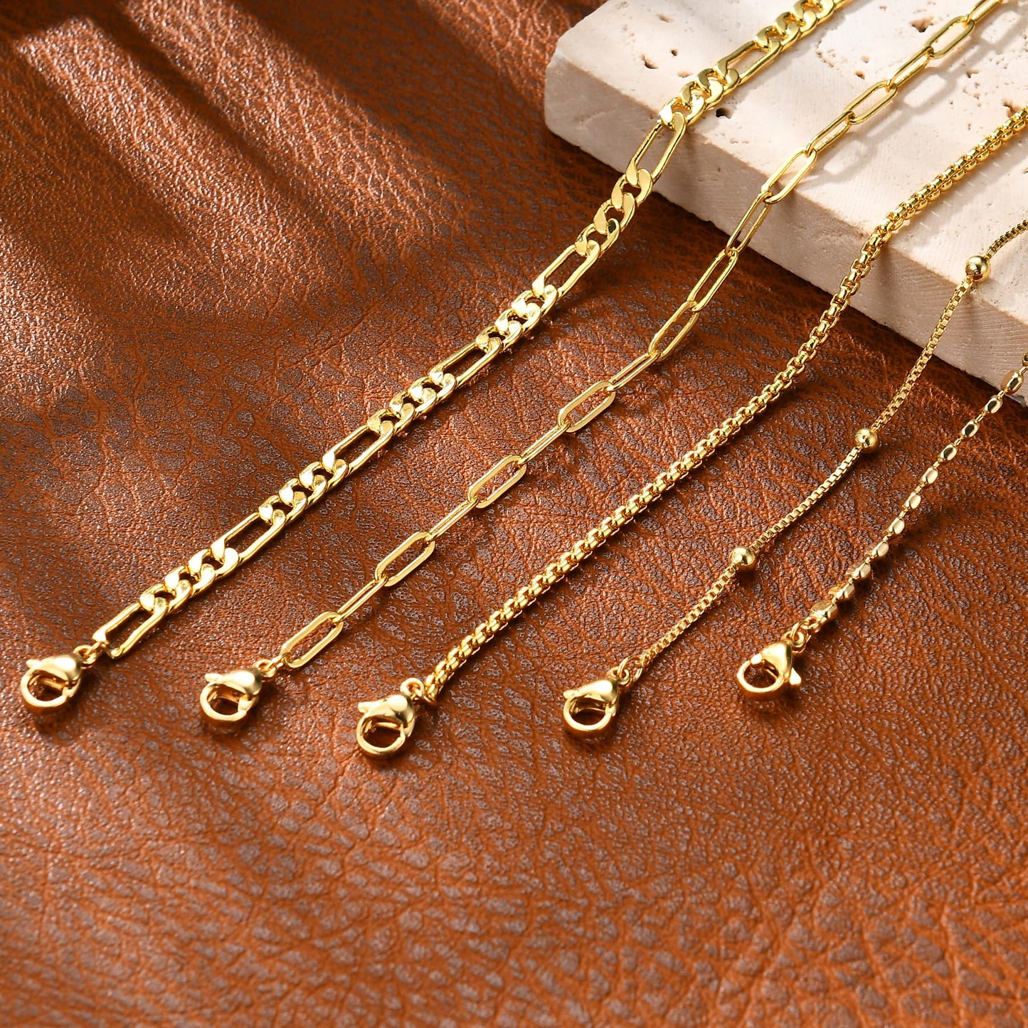 Gold Bracelets for Women, 14K Gold Plated Stackable Bracelet Stack Set Adjustable Charm Paperclip Chain Snake Link Layered Waterproof Jewelry Sets Gifts