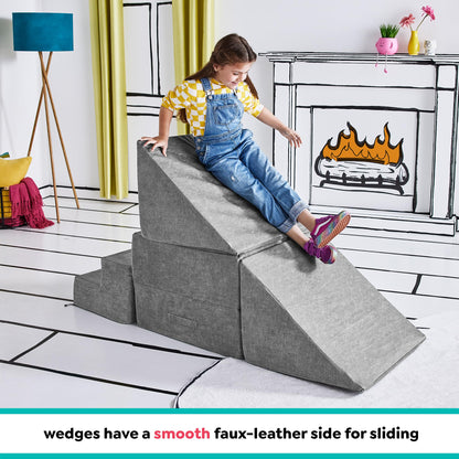 Yourigami Kids and Toddler Play Gym, Playroom Couch Set, Durable Modular Design, Green Meadows