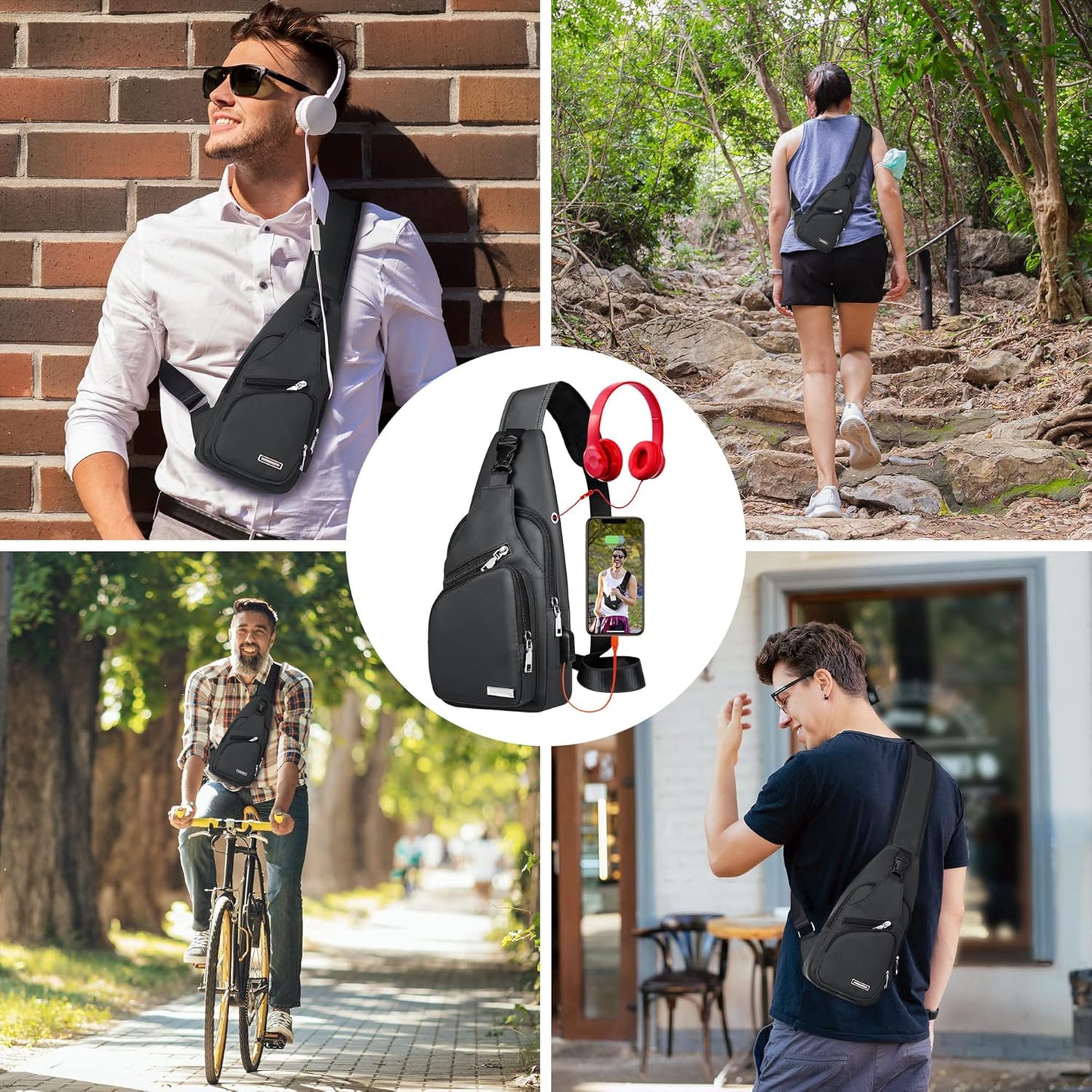 Wasserdichte Sling Bag Umhängetasche für Herren Damen Sling Rucksack Wanderrucksack Mehrzweck Cross Body Brusttasche