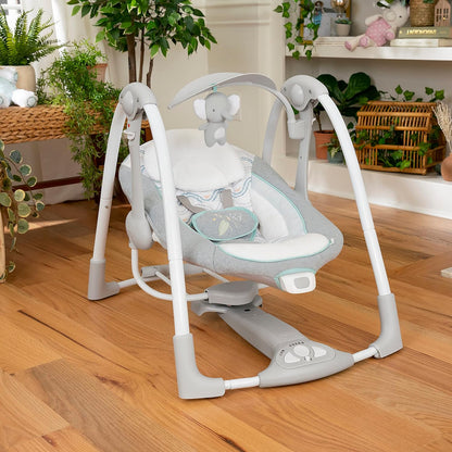 Ingenuity ConvertMe 2-in-1 Kompakte tragbare automatische Babyschaukel & Babysitz, batteriebetriebene Vibrationen, Naturgeräusche, 0-9 Monate 2,7-9 kg (Raylan)