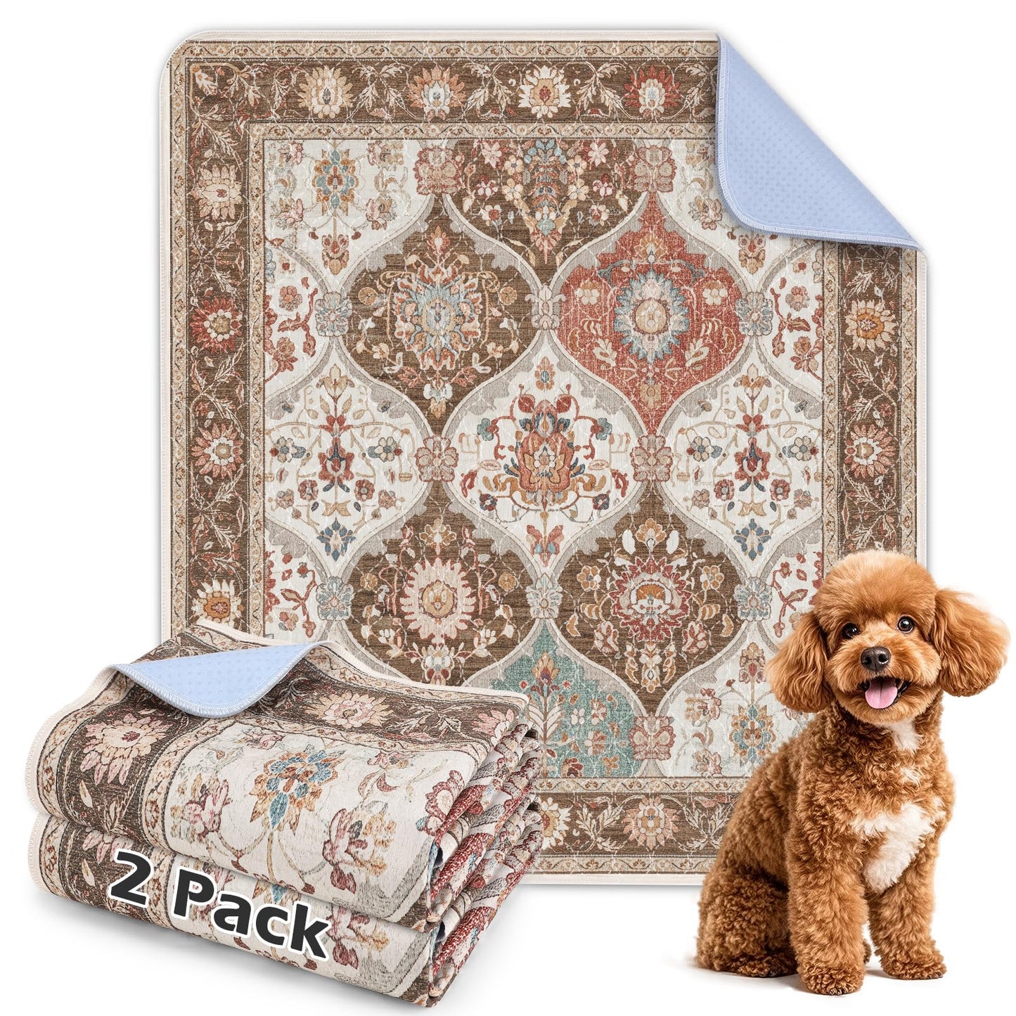 INVENHO Washable Pee Pads for Dogs 72"x72" Reusable Dog Pads Extra Large Upgrade Non-Slip Dog Pee Pads Heavy Absorbency Puppy Pee Pads Quick Dry Whelping Pads/Waterproof Puppy Training Pad