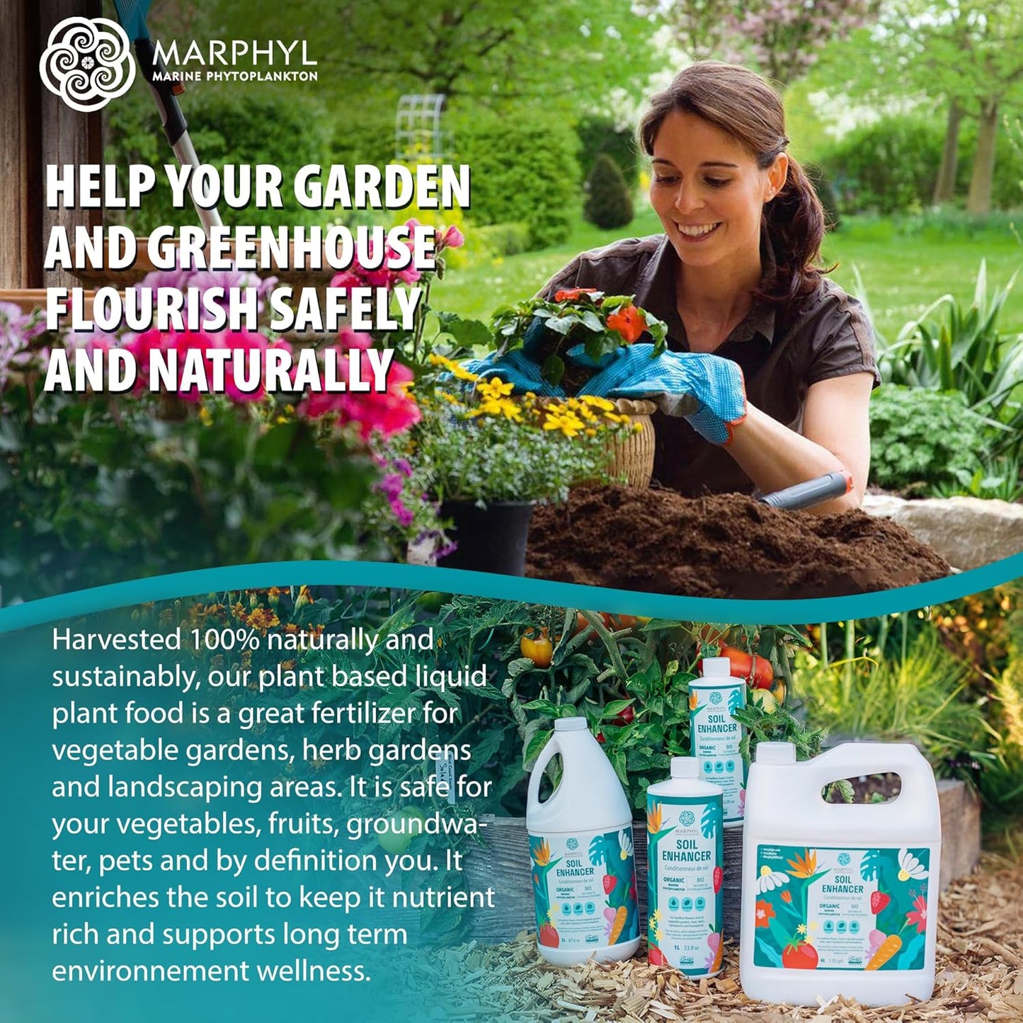 MARPHYL Universaldünger – Organischer, nährstoffreicher Dünger & Bodenverbesserer für Zimmer- & Gartenblumen, Gemüse, Sukkulenten, Bambus & Hydrokulturen