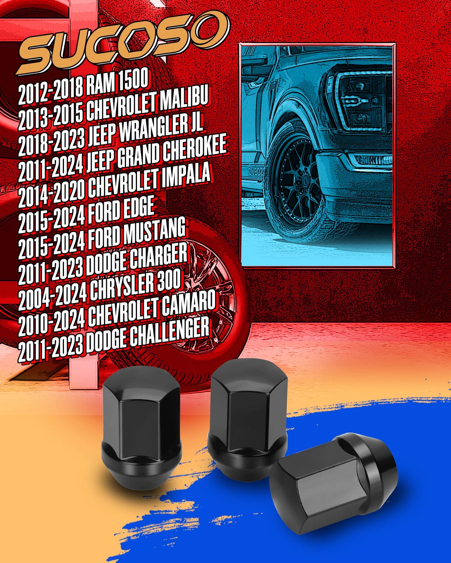 M14x1.5 Lug Nuts Fit Cadillac CTS Chevy Camaro Dodge Charger Challenger Charger Tesla, 20PCS OEM/Stock Style Black 14mmx1.5 Wheel Lug Nuts 7/8" Hex Replace 6509873AA 611-331 6509-873AA 5Lug Rim Sedan