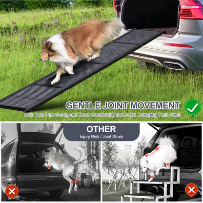 Dog Ramp for Car 63" Long & 17" Wide Portable Dog Ramps for Large Dogs with Non-Slip Rug Surface Dog Car Ramp for SUV Car & Truck, Folding Dog Ramp Up to 250LBS