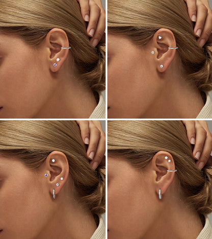 LOLIAS Hypoallergenic Flat Back Earrings for Women-Surgical Steel Earrings for Sensitive Ears 20G Stainless Steel Earring Stacks Small Flatback Stud Hoop Cartilage Earring