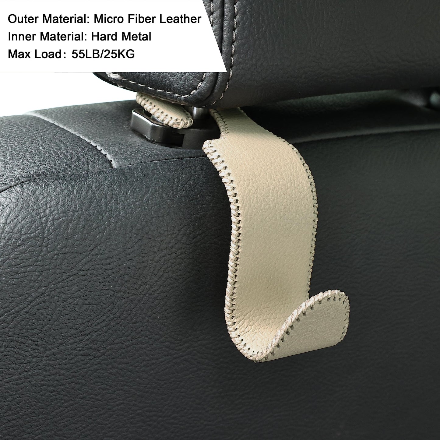 Amooca 4-Pack Car Headrest Hooks Vehicle Storage Organizer for Purses Handbags Groceries Backpack Coats –Holds 55lbs 360° Rotating Black
