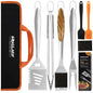 Grilljoy 8PCS BBQ Grill Tools Set with Extra Thick Stainless Steel Spatula, Fork, Tongs & Cleaning Brush - Complete Barbecue Accessories Kit with Portable Bag - Perfect Grill Gifts for Father's Day
