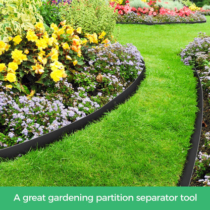 2-Inch x 66 FT Landscape Edging Border with 100 Spikes, No Dig Garden Border Edging Kit, Plastic Edging Border Flexible for Garden Flower Beds Lawn Yard Paver Pathway (Black)