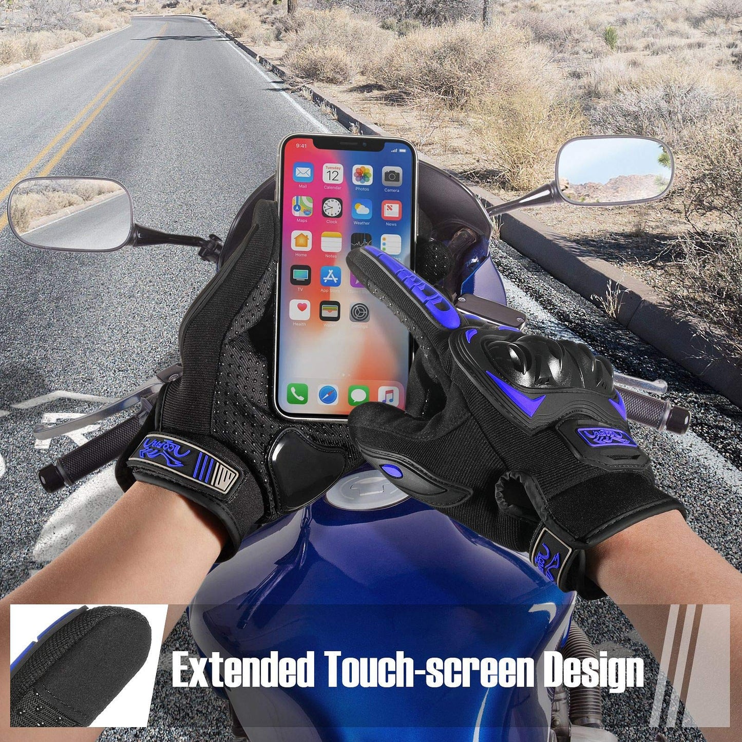COFIT Motorradhandschuhe atmungsaktiv, Touchscreen Motorradhandschuhe Anti-Rutsch mit gutem Halt Harte Knöchel Protektion für Herren Damen Motocross, BMX ATV MTB Radfahren, Straßenrennen