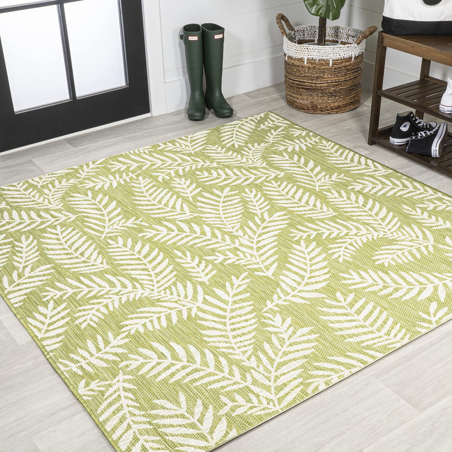 JONATHAN Y Palm Frond Indoor Outdoor Runner Rug 2X10 Orange/Cream, Nevis for Backyard, Patio, Porch, Easy-Cleaning, High Traffic, Pet-Friendly, Non-Shedding (SMB119E-210)