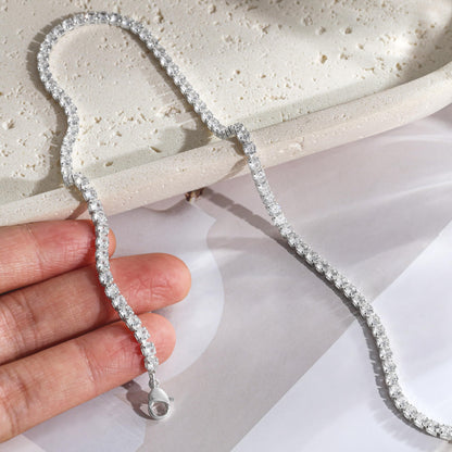 Robaice Tennis-Halskette für Damen, 14 Karat vergoldete Strass-Halskette für Frauen, zierliche Cubic Zirkonia geschliffene Kunst-Diamant-Kette 2 mm