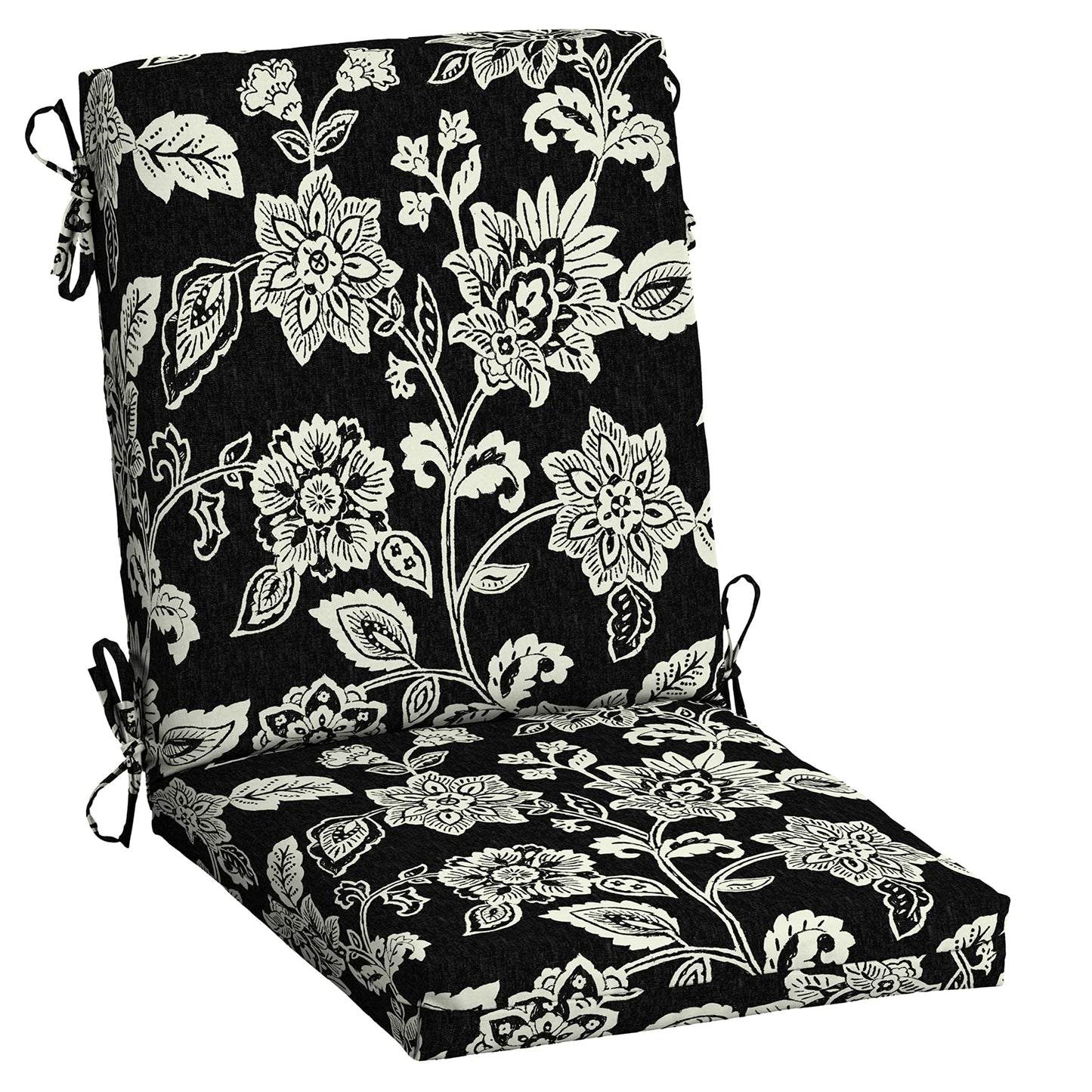 Arden 2-Pack Outdoor Patio Dining Chair Cushion, 20x44, Rain-Proof Seat Pad, Fade-Resistant Outdoor Cushion Black Cabana Stripe