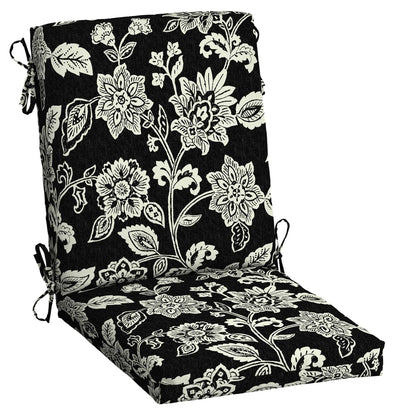 Arden 2-Pack Outdoor Patio Dining Chair Cushion, 20x44, Rain-Proof Seat Pad, Fade-Resistant Outdoor Cushion Black Cabana Stripe