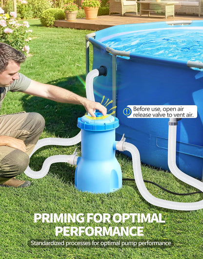 Standard Series Above Ground Pool Filter Pump - 800 GPH Flow Rate | Rapid Circulation & Micro-Debris Filtration, Pool Cartridge Filter Pump System - Keep Water Crystal Clean & Clear-Deep Blue