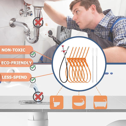 35.5inch Drain Clog Remover & Cleaning Tool Set For Toilet, Kitchen Sink, Bathroom Tub