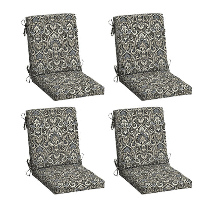 Arden 2-Pack Outdoor Patio Dining Chair Cushion, 20x44, Rain-Proof Seat Pad, Fade-Resistant Outdoor Cushion Black Cabana Stripe
