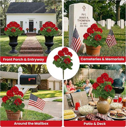 FOREST PRINCE Artificial Geraniums: A Vibrant Outdoor Decor Solution
