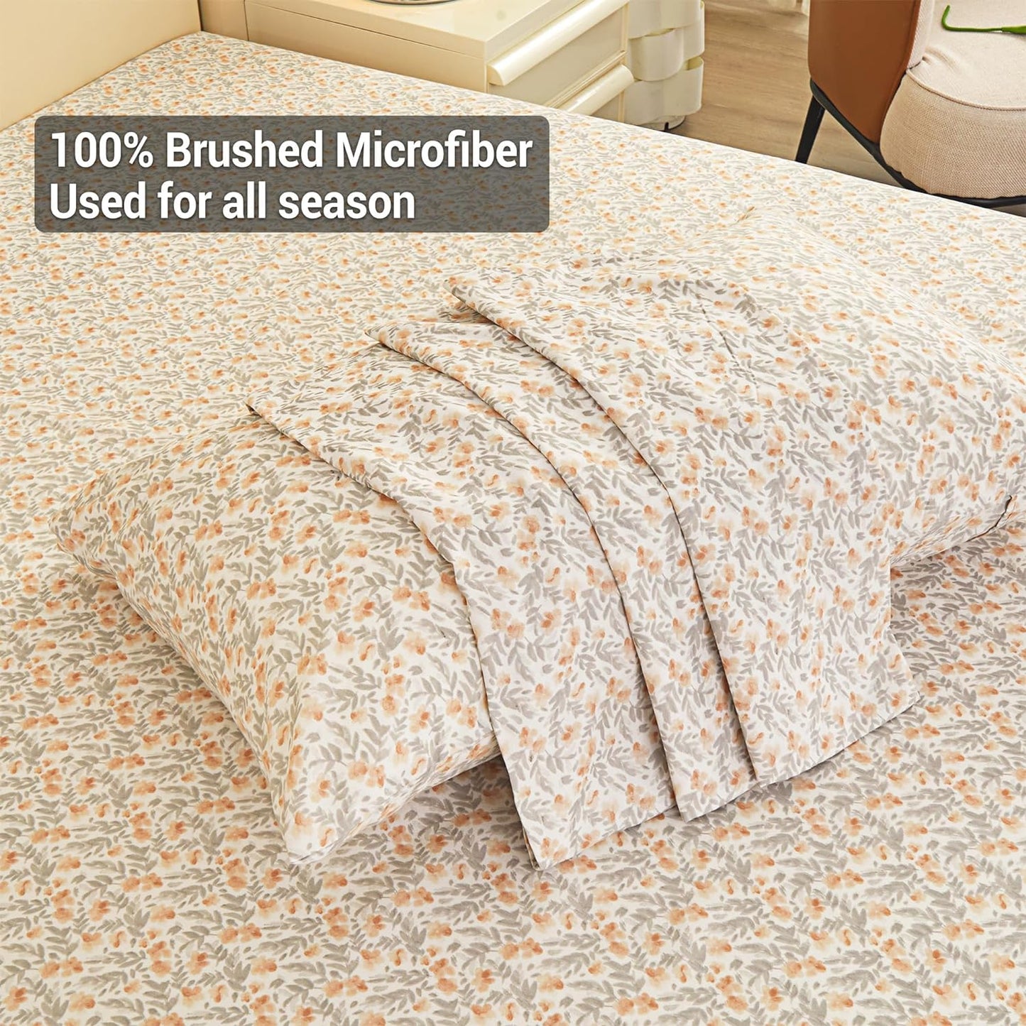 Viviland Floral Queen Sheet Set: Soft, Breathable, and Stylish Bedding
