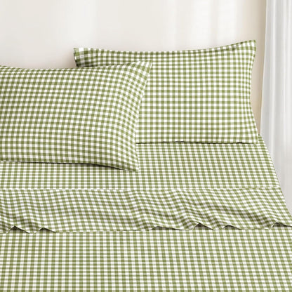 Wake In Cloud Gingham Bed Sheets Set: A Cozy Addition to Your Dorm Room