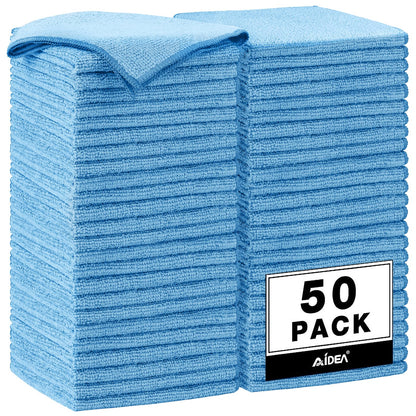 AIDEA Microfiber Cleaning Cloths-50PK, Microfiber Towels for Cars, Premium All-Purpose Car Cloth, Dusting Cleaning Rags, Absorbent Towels for SUVs, House, Kitchen, Window, Gift-12×12"