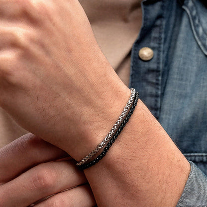 DAYANEY 3 Stücke Herrenarmband Silberarmbänder für Männer Set Wasserdicht Edelstahl Herrenschmuck, Verstellbares Cuban Gliederarmband Osterkorb Füller für Ihn, Vater oder Sohn Pulseras Para Hombre