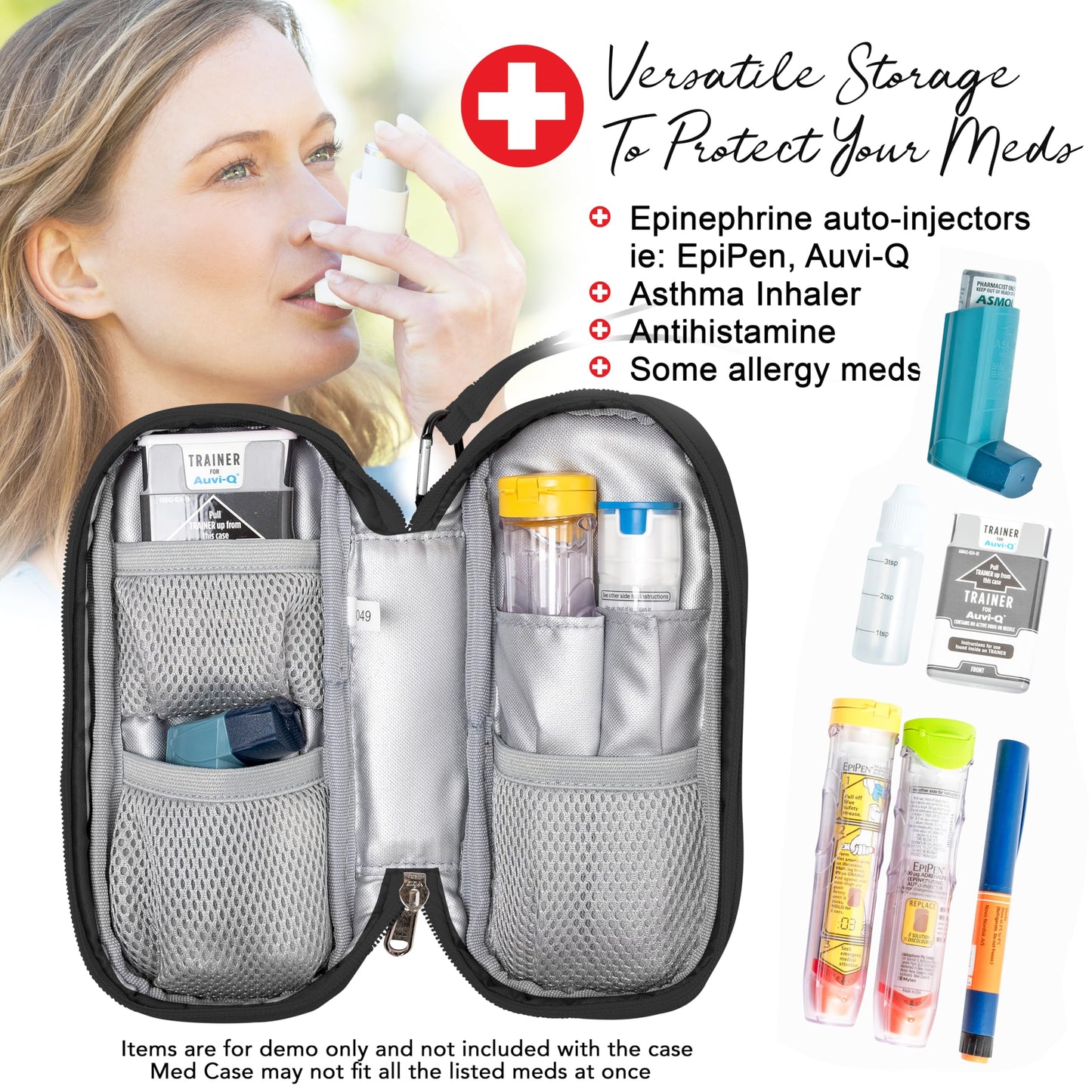 PracMedic Bags Epipen Carry Case– Insulated Epi Pens Carrying Case for Epipens, Auvi-Q, Inhaler, Allergy Medication & Diabetes Supply– Durable Emergency Medical Pouch for Travel (Red)