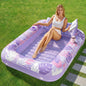 SLOOSH Inflatable Tanning Pool Lounger Float, 85" x 57" Extra Large Pool Floats Adult with Pillow, 4 in 1 Suntan Tub Raft Floatie,Sunbathing Bed Lounge for Water Blow Up Ball Pit Party Gifts, XL-Blue